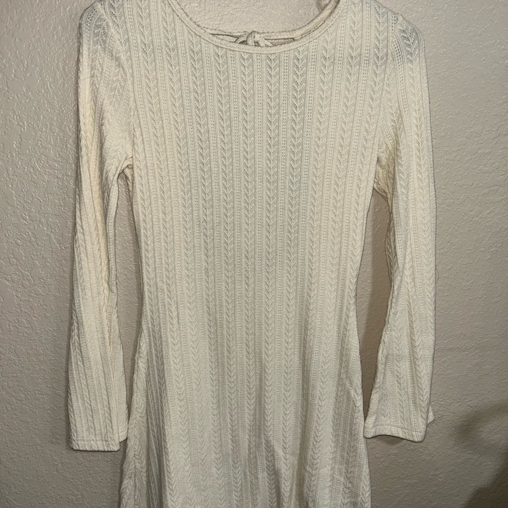 SHEIN Cream Textured Knit Dress